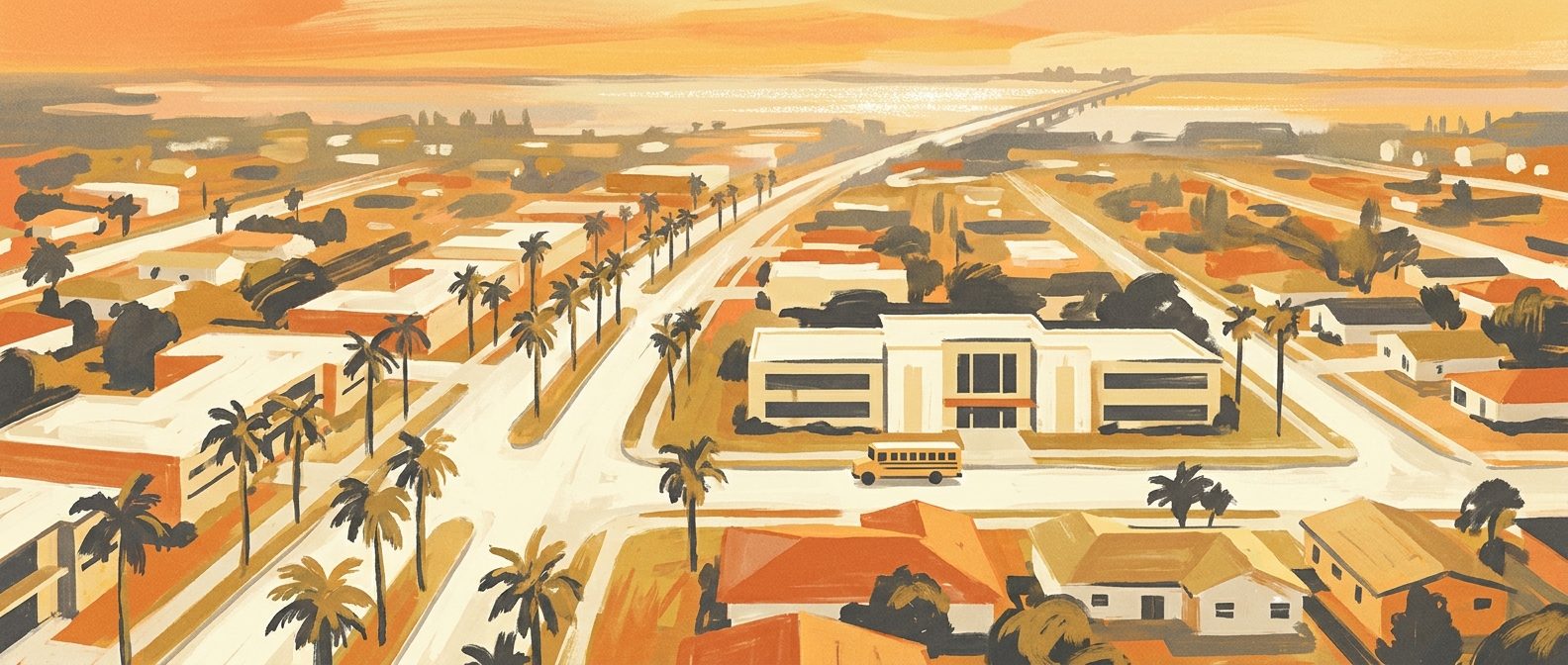 Illustrated panorama of the District 1 communities
